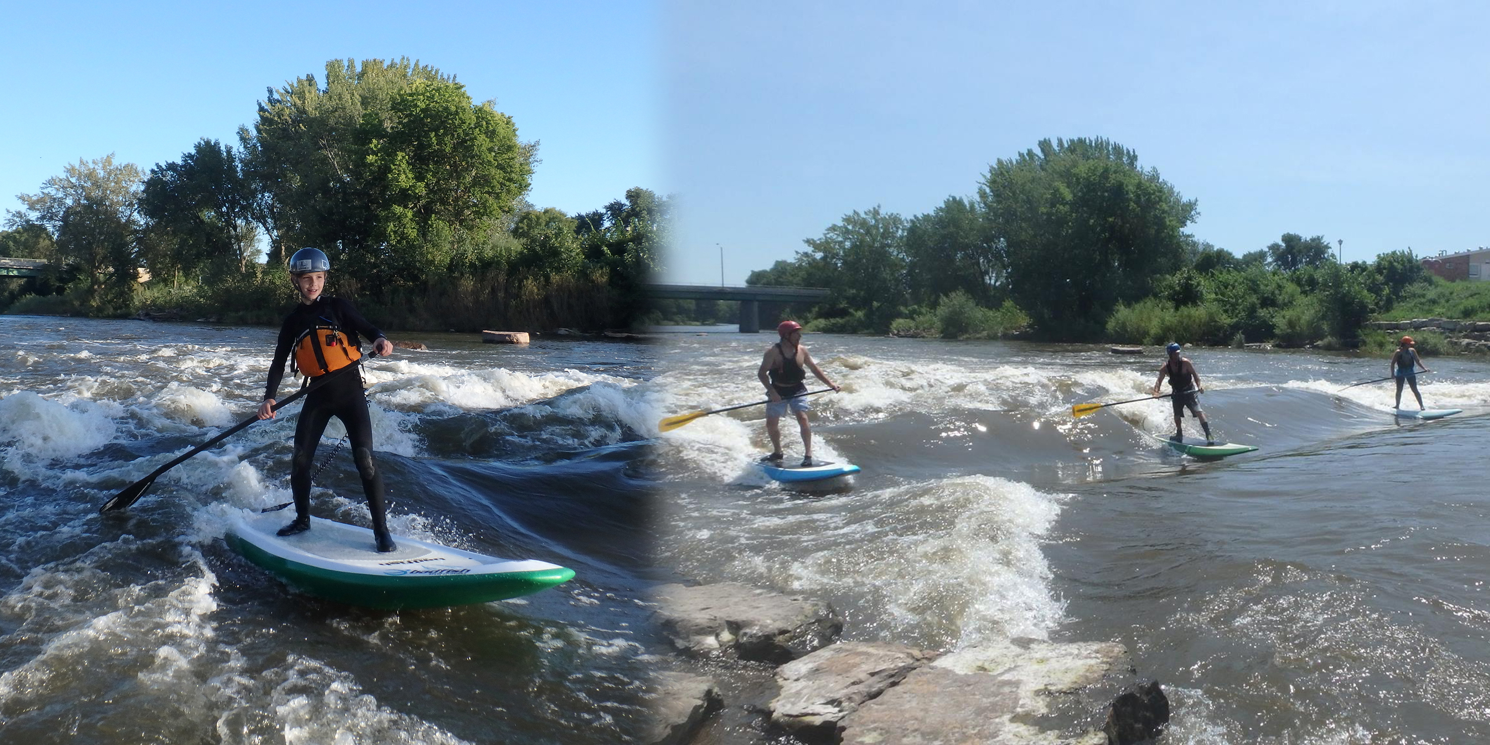 River surfing Charles City, Iowa