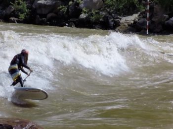 SUP river surfing Ponderosa Wave, Durango, CO