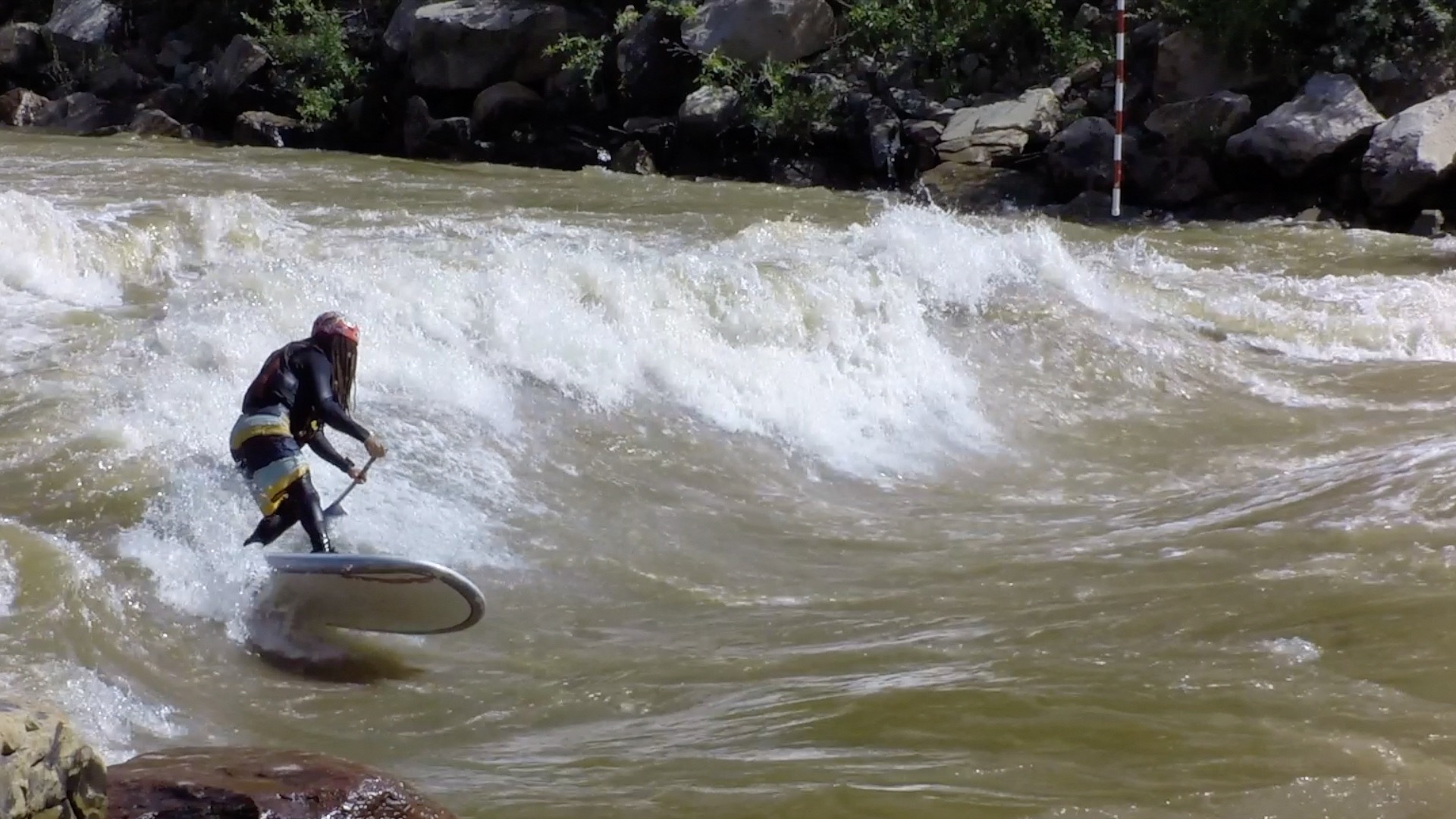 SUP river surfing Ponderosa Wave, Durango, CO