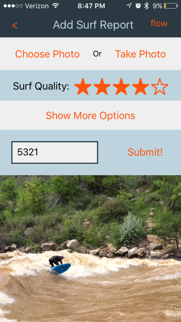 River Surf Report Screenshot